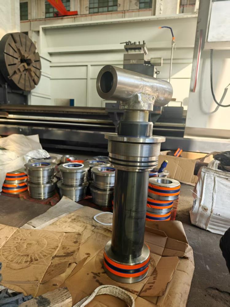 Complete piston rod and piston assembly (with ceramic coating on the rod surface)